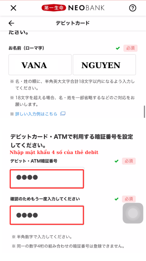 Đăng ký tài khoản ngân hàng NEOBANK